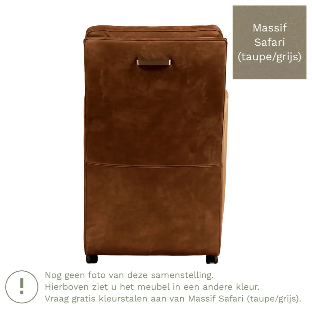 afbeelding van Leren eetkamerstoel Sharp - Massif Safari (taupe/grijs) - Met handgreep zwart