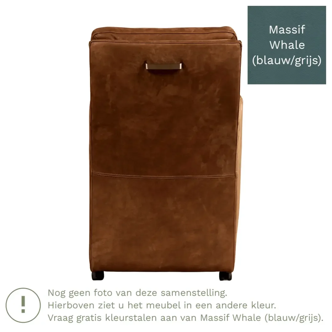 afbeelding van Leren eetkamerstoel Sharp - Massif Whale (blauw/grijs) - Met handgreep zwart
