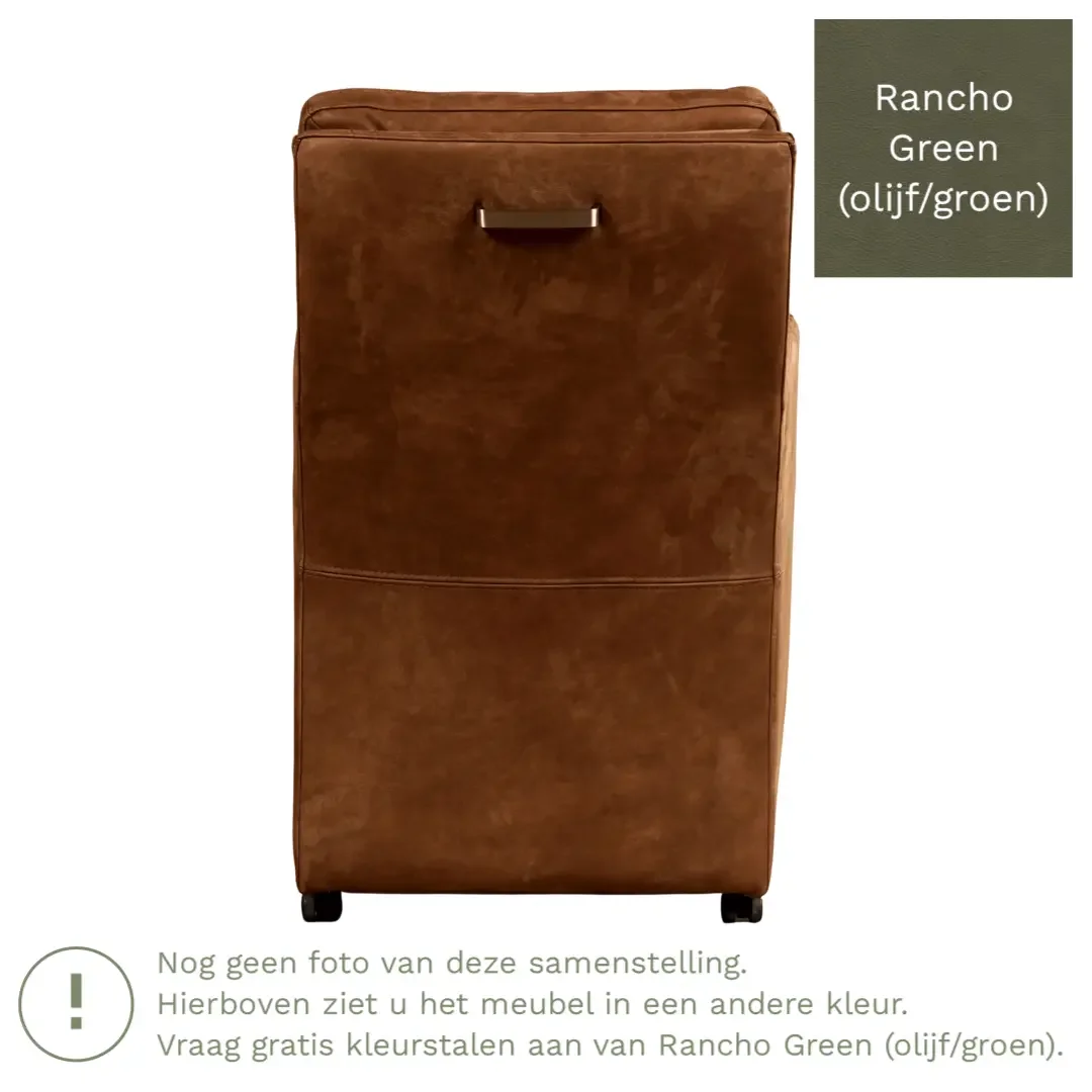 afbeelding van Leren eetkamerstoel Sharp - Rancho Green (olijf/groen) - Met handgreep zwart