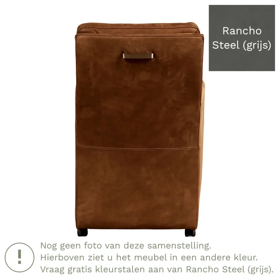 afbeelding van Leren eetkamerstoel Sharp - Rancho Steel (grijs) - Met handgreep zwart