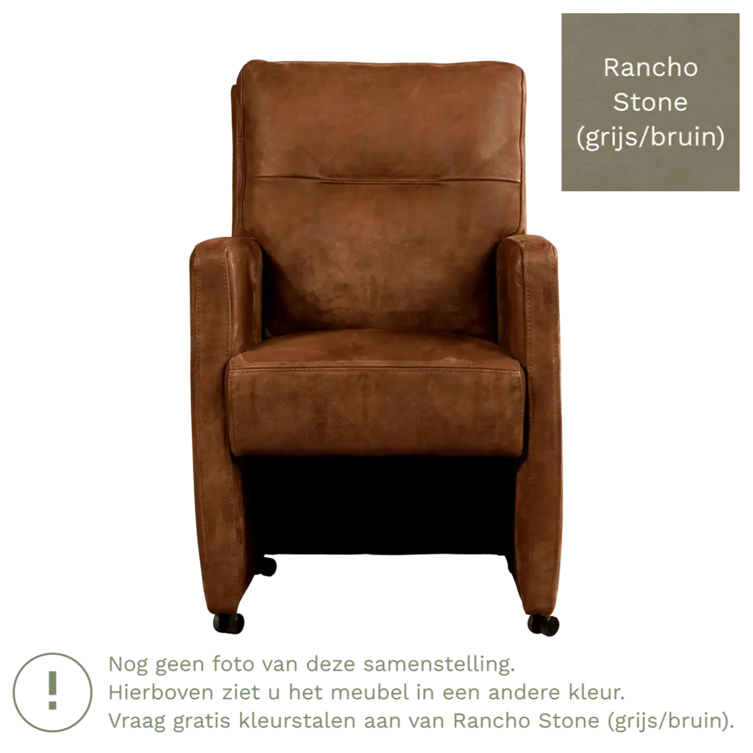 afbeelding van Leren eetkamerstoel Sharp - Rancho Stone (grijs/bruin) - Zonder handgreep