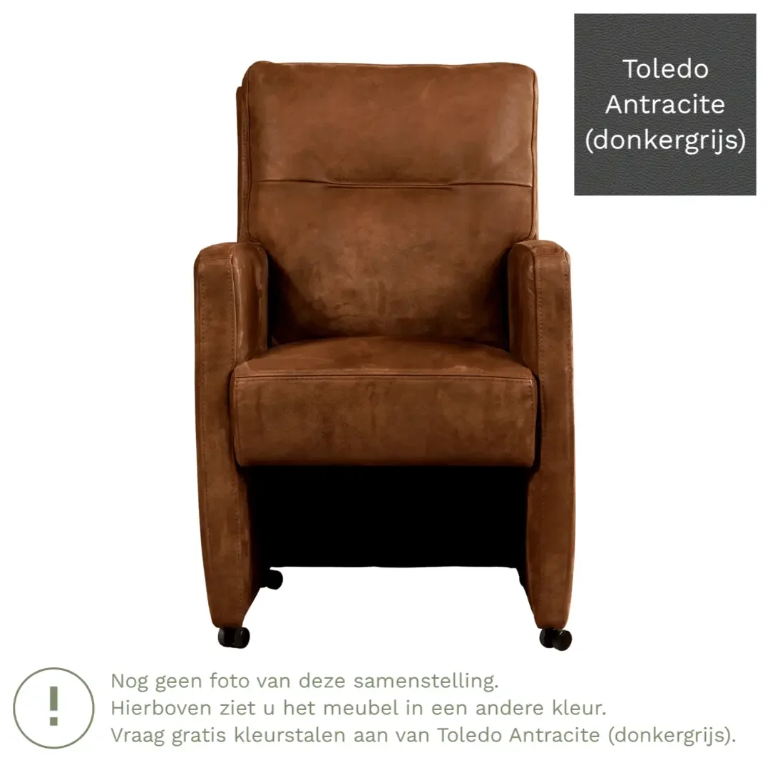 afbeelding van Leren eetkamerstoel Sharp - Toledo Antracite (donkergrijs) - Zonder handgreep
