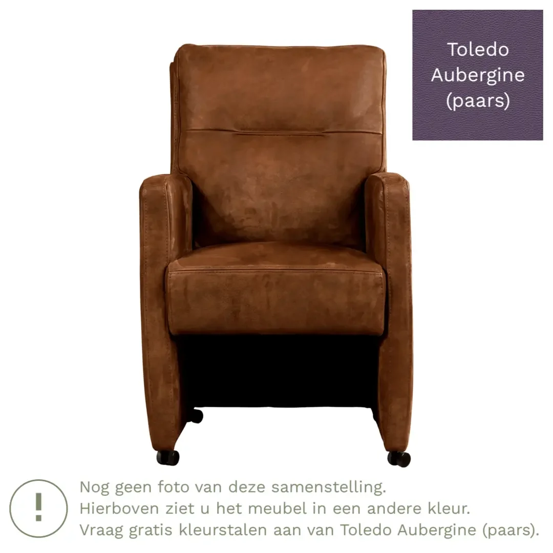 afbeelding van Leren eetkamerstoel Sharp - Toledo Aubergine (paars) - Met handgreep RVS