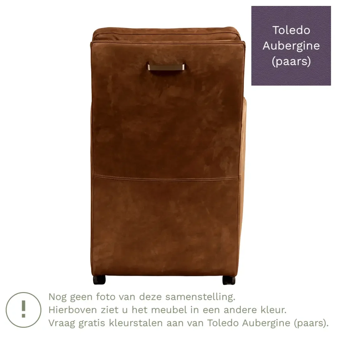 afbeelding van Leren eetkamerstoel Sharp - Toledo Aubergine (paars) - Met handgreep RVS