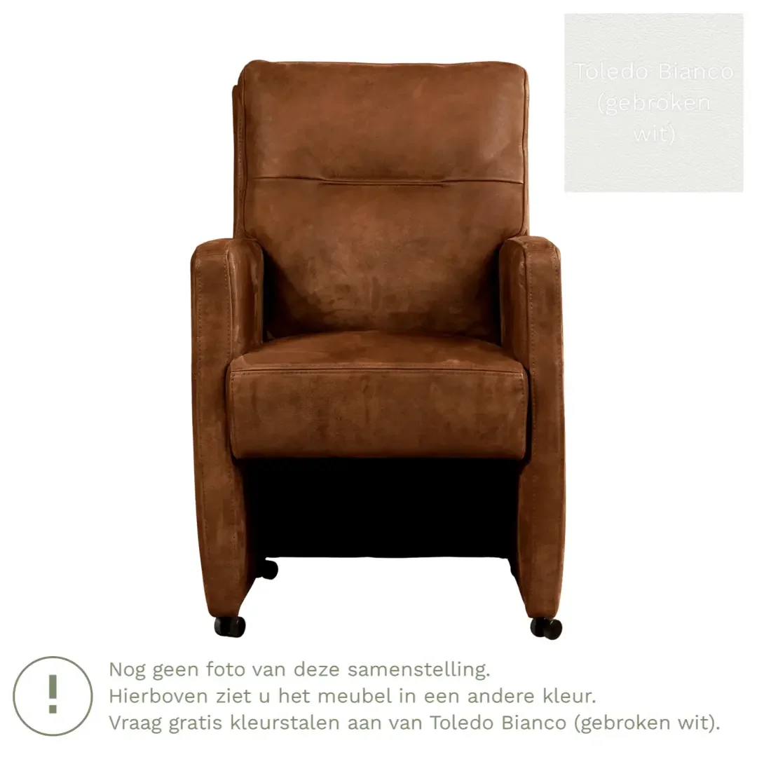 afbeelding van Leren eetkamerstoel Sharp - Toledo Bianco (gebroken wit) - Zonder handgreep