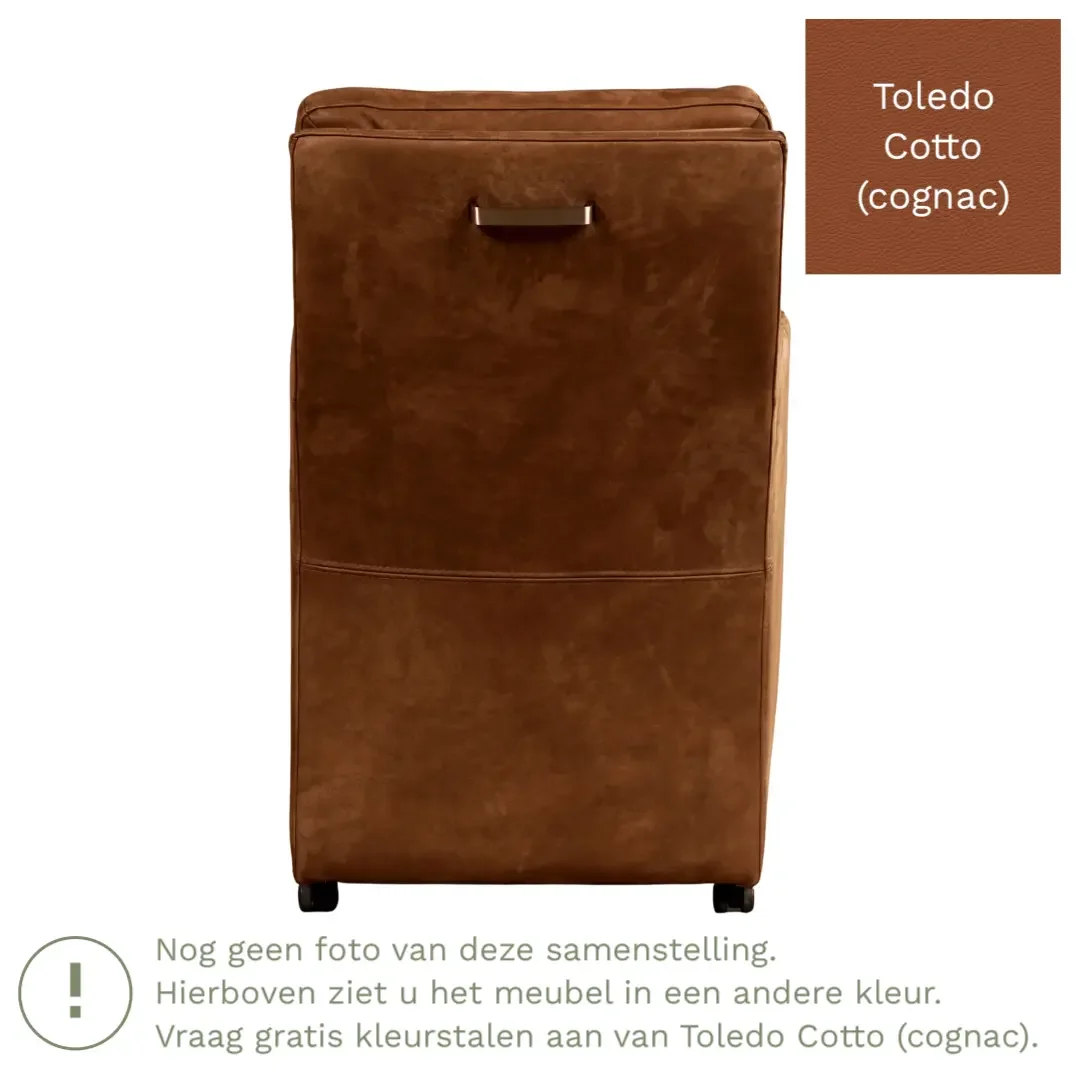 afbeelding van Leren eetkamerstoel Sharp - Toledo Cotto (cognac) - Met handgreep zwart