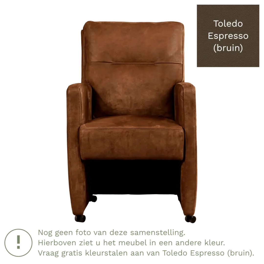 afbeelding van Leren eetkamerstoel Sharp - Toledo Espresso (bruin) - Met handgreep zwart