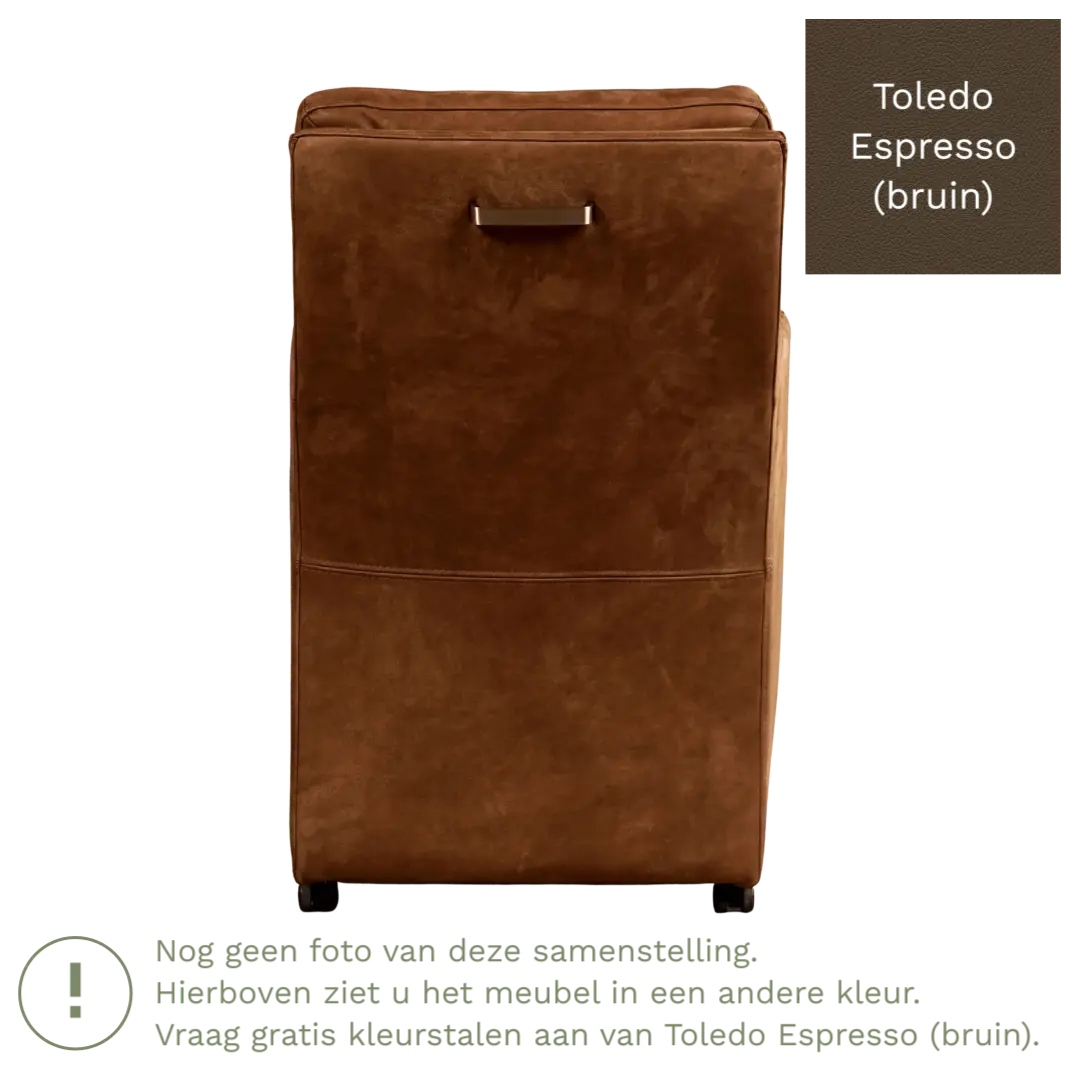 afbeelding van Leren eetkamerstoel Sharp - Toledo Espresso (bruin) - Met handgreep zwart