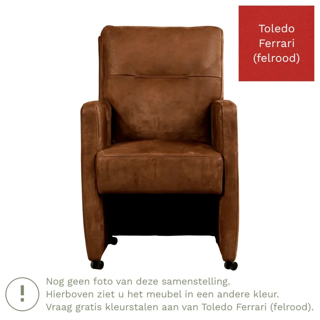 afbeelding van Leren eetkamerstoel Sharp - Toledo Ferrari (felrood) - Met handgreep zwart