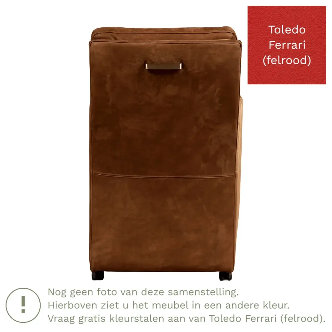 afbeelding van Leren eetkamerstoel Sharp - Toledo Ferrari (felrood) - Met handgreep zwart