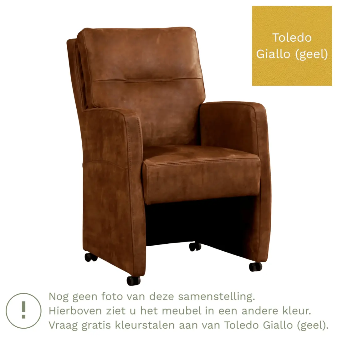 afbeelding van Leren eetkamerstoel Sharp - Toledo Giallo (geel) - Met handgreep zwart