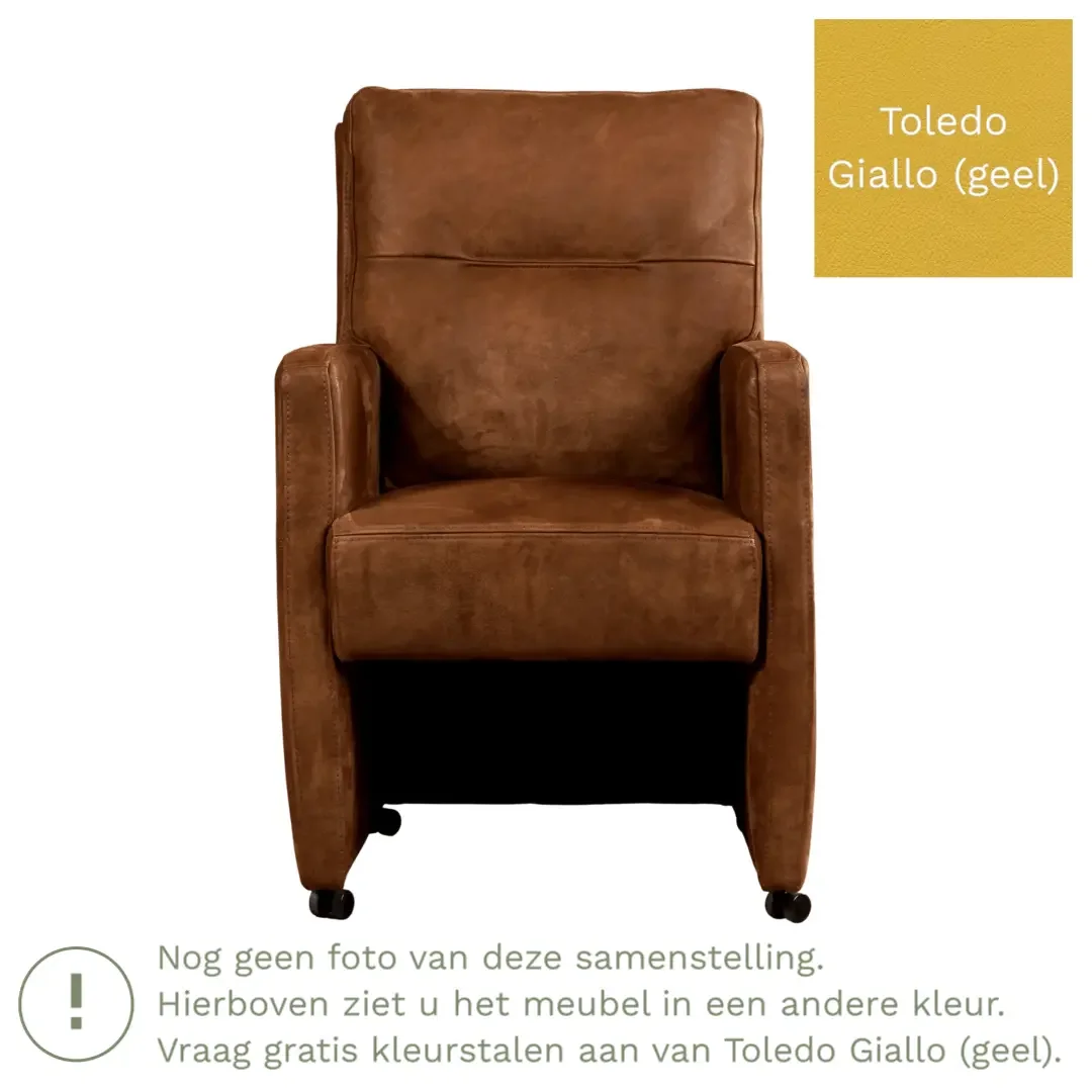 afbeelding van Leren eetkamerstoel Sharp - Toledo Giallo (geel) - Met handgreep zwart