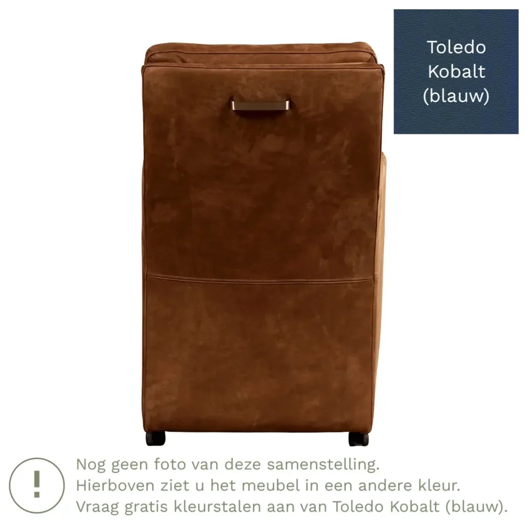 afbeelding van Leren eetkamerstoel Sharp - Toledo Kobalt (blauw) - Met handgreep RVS
