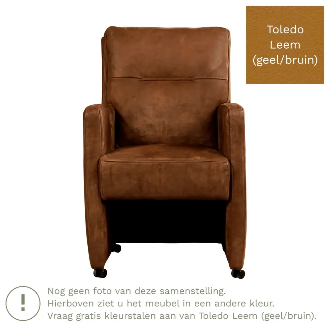 afbeelding van Leren eetkamerstoel Sharp - Toledo Leem (geel/bruin) - Zonder handgreep