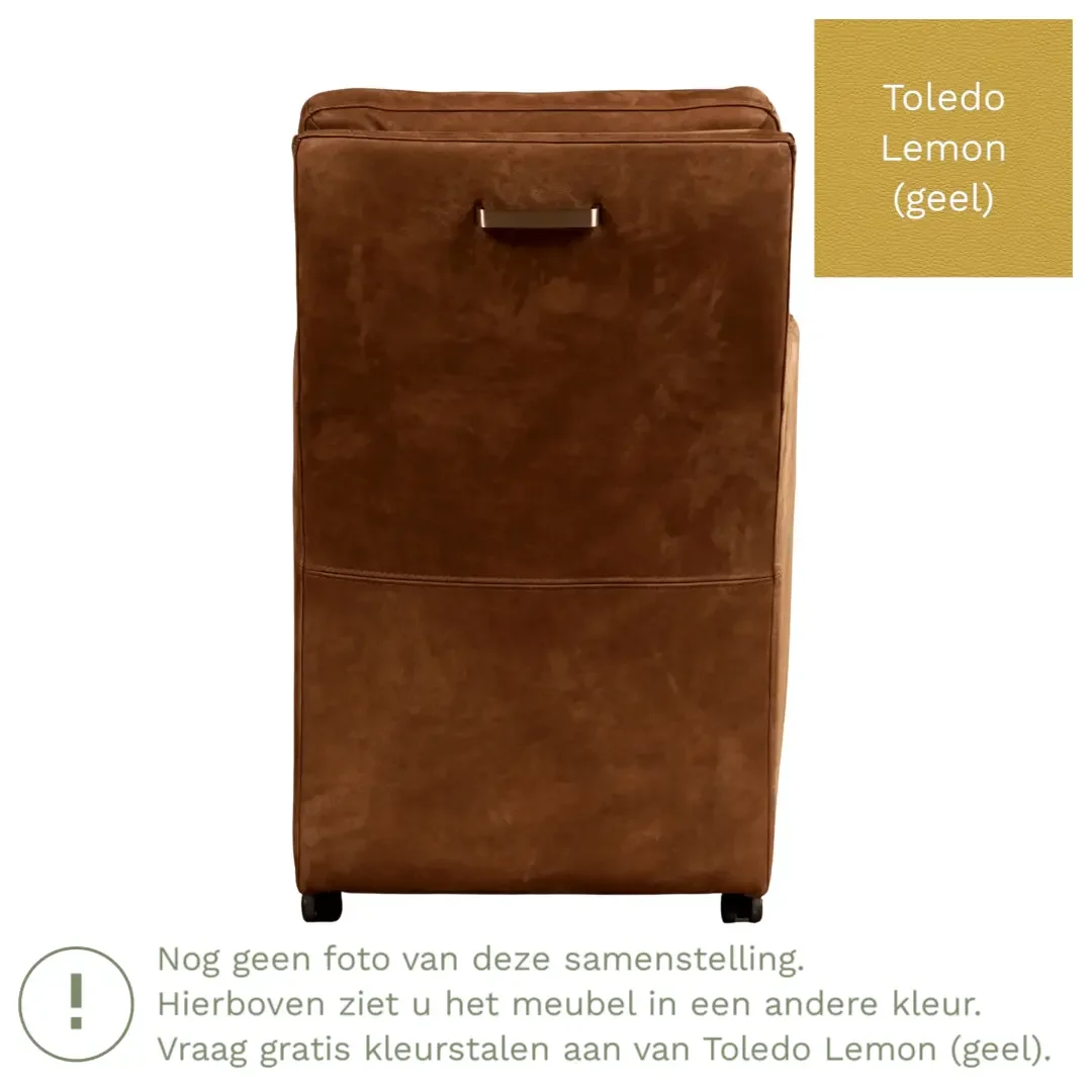 afbeelding van Leren eetkamerstoel Sharp - Toledo Lemon (geel) - Met handgreep RVS