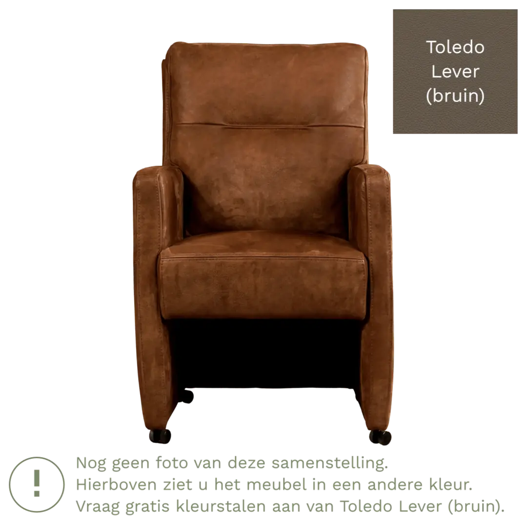 afbeelding van Leren eetkamerstoel Sharp - Toledo Lever (bruin) - Met handgreep zwart