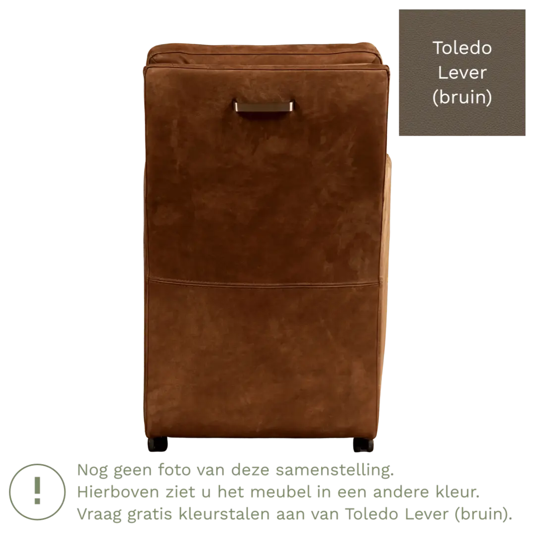 afbeelding van Leren eetkamerstoel Sharp - Toledo Lever (bruin) - Met handgreep zwart