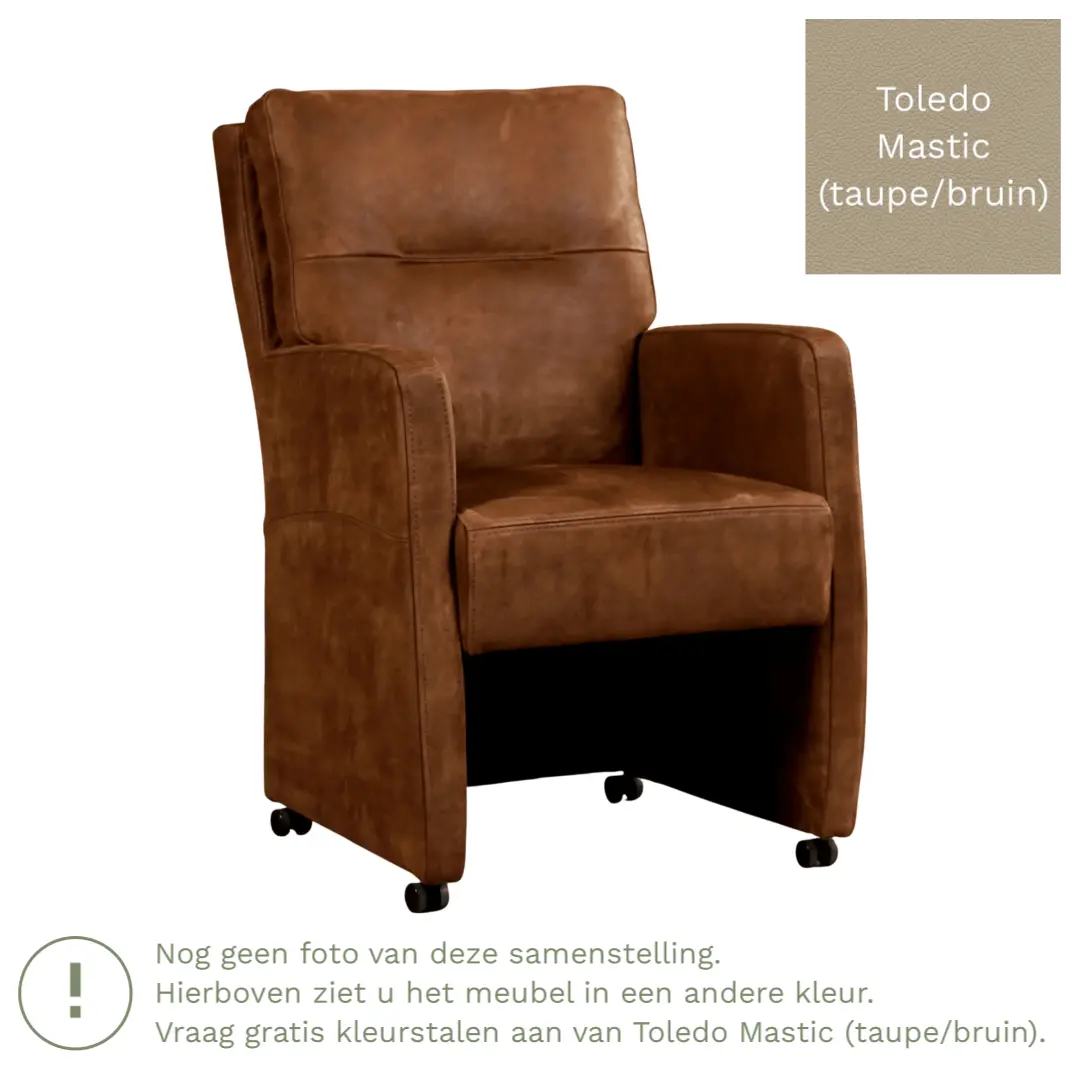 afbeelding van Leren eetkamerstoel Sharp - Toledo Mastic (taupe/bruin) - Zonder handgreep