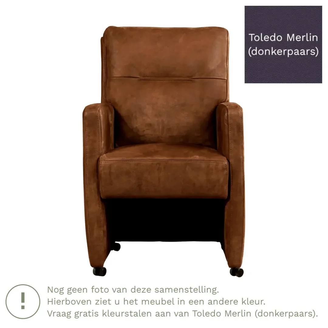 afbeelding van Leren eetkamerstoel Sharp - Toledo Merlin (donkerpaars) - Zonder handgreep