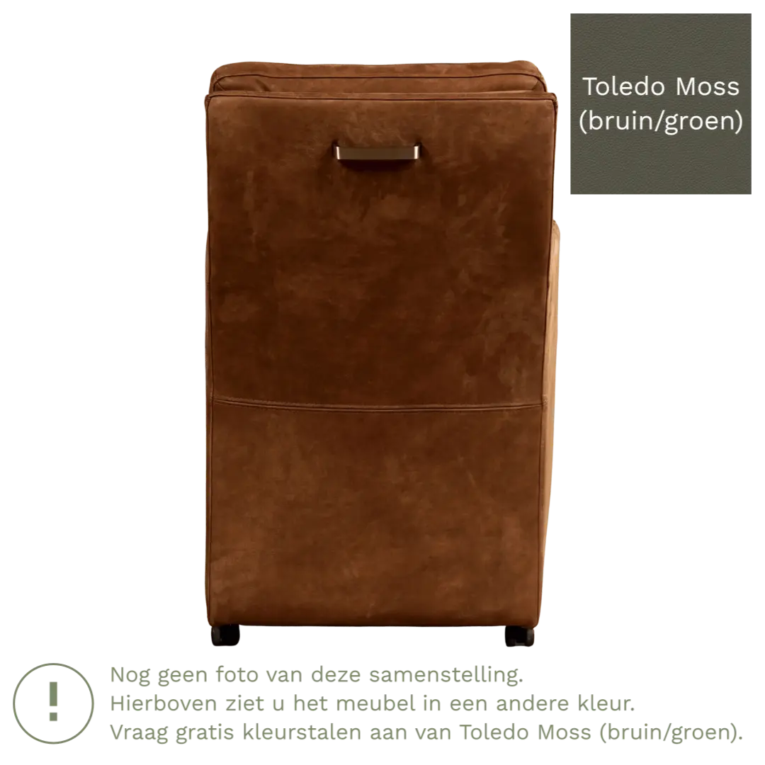 afbeelding van Leren eetkamerstoel Sharp - Toledo Moss (bruin/groen) - Zonder handgreep