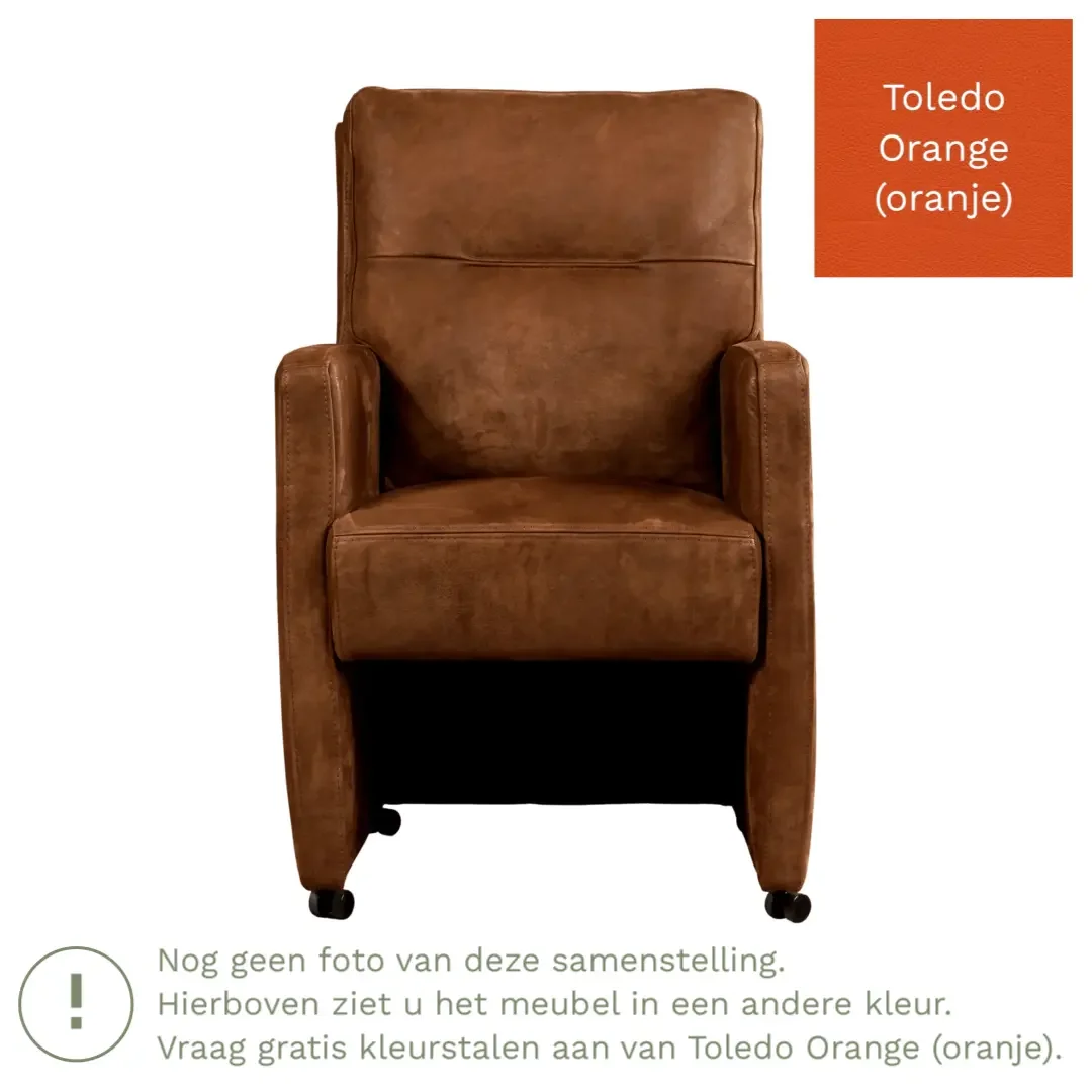 afbeelding van Leren eetkamerstoel Sharp - Toledo Orange (oranje) - Met handgreep zwart