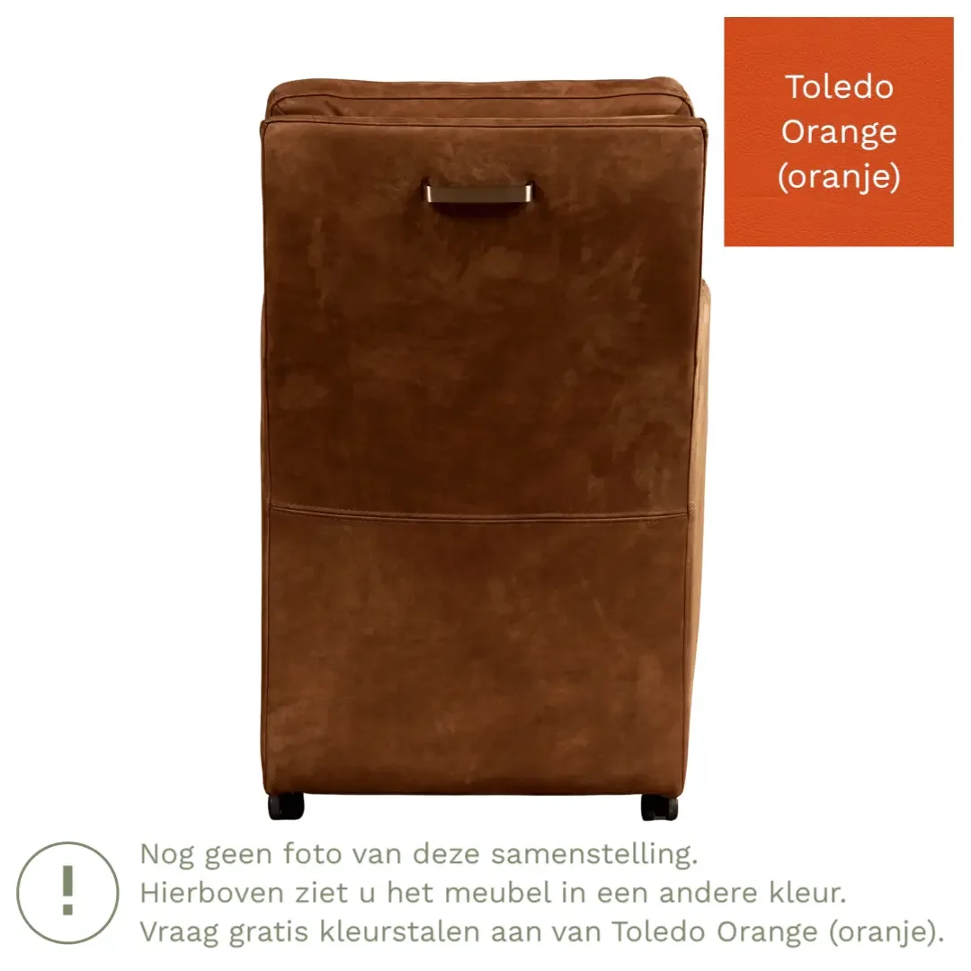 afbeelding van Leren eetkamerstoel Sharp - Toledo Orange (oranje) - Met handgreep zwart