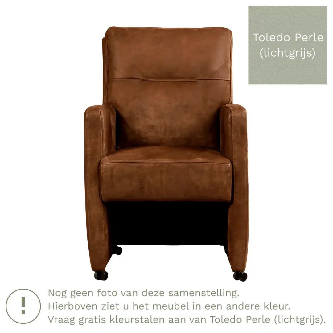 afbeelding van Leren eetkamerstoel Sharp - Toledo Perle (lichtgrijs) - Zonder handgreep