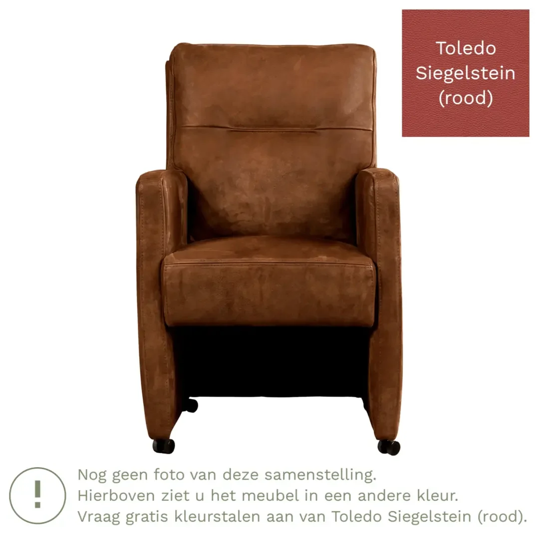 afbeelding van Leren eetkamerstoel Sharp - Toledo Siegelstein (rood) - Met handgreep zwart