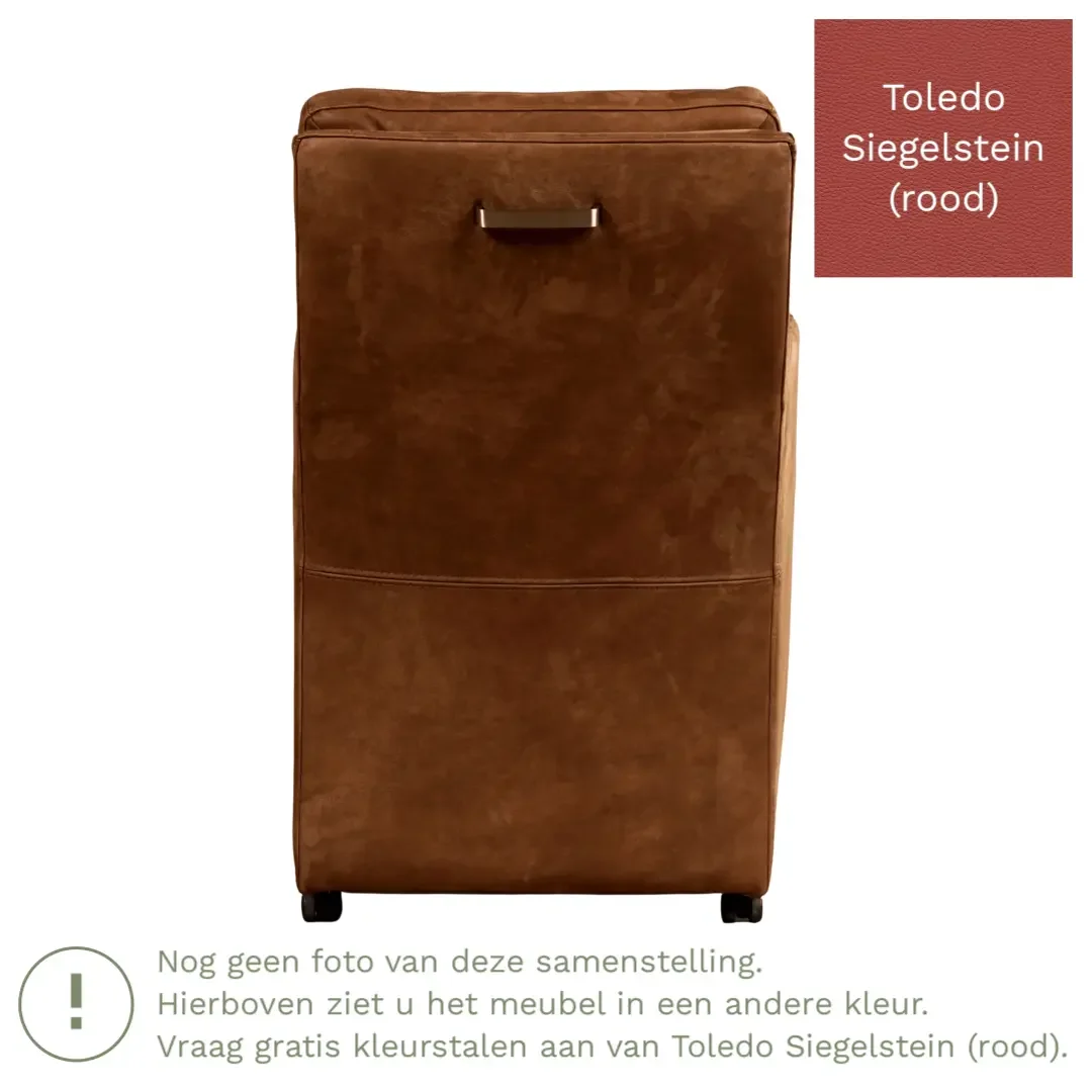 afbeelding van Leren eetkamerstoel Sharp - Toledo Siegelstein (rood) - Met handgreep zwart