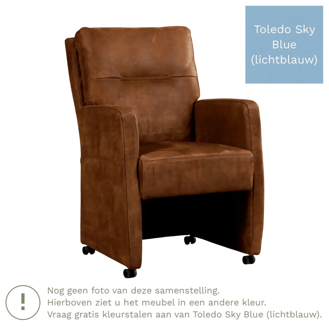 afbeelding van Leren eetkamerstoel Sharp - Toledo Sky Blue (lichtblauw) - Zonder handgreep
