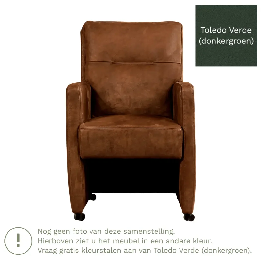 afbeelding van Leren eetkamerstoel Sharp - Toledo Verde (donkergroen) - Zonder handgreep