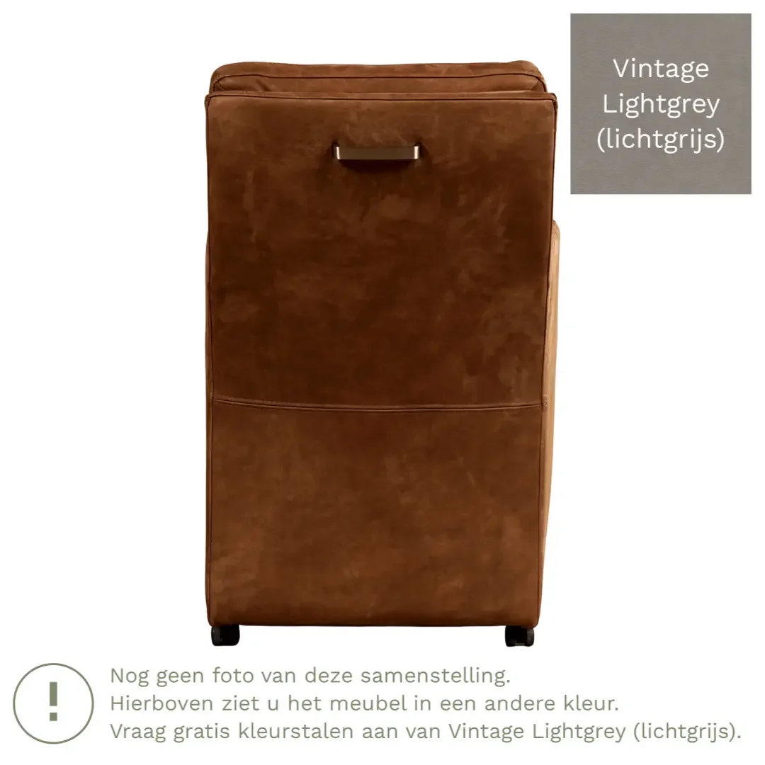 afbeelding van Leren eetkamerstoel Sharp - Vintage Lightgrey (lichtgrijs) - Met handgreep zwart