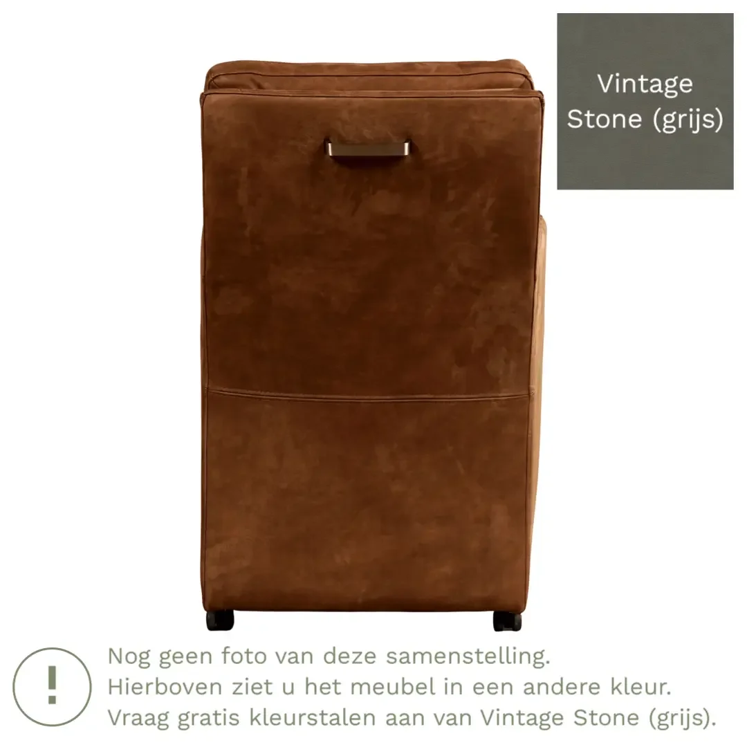 afbeelding van Leren eetkamerstoel Sharp - Vintage Stone (grijs) - Met handgreep zwart