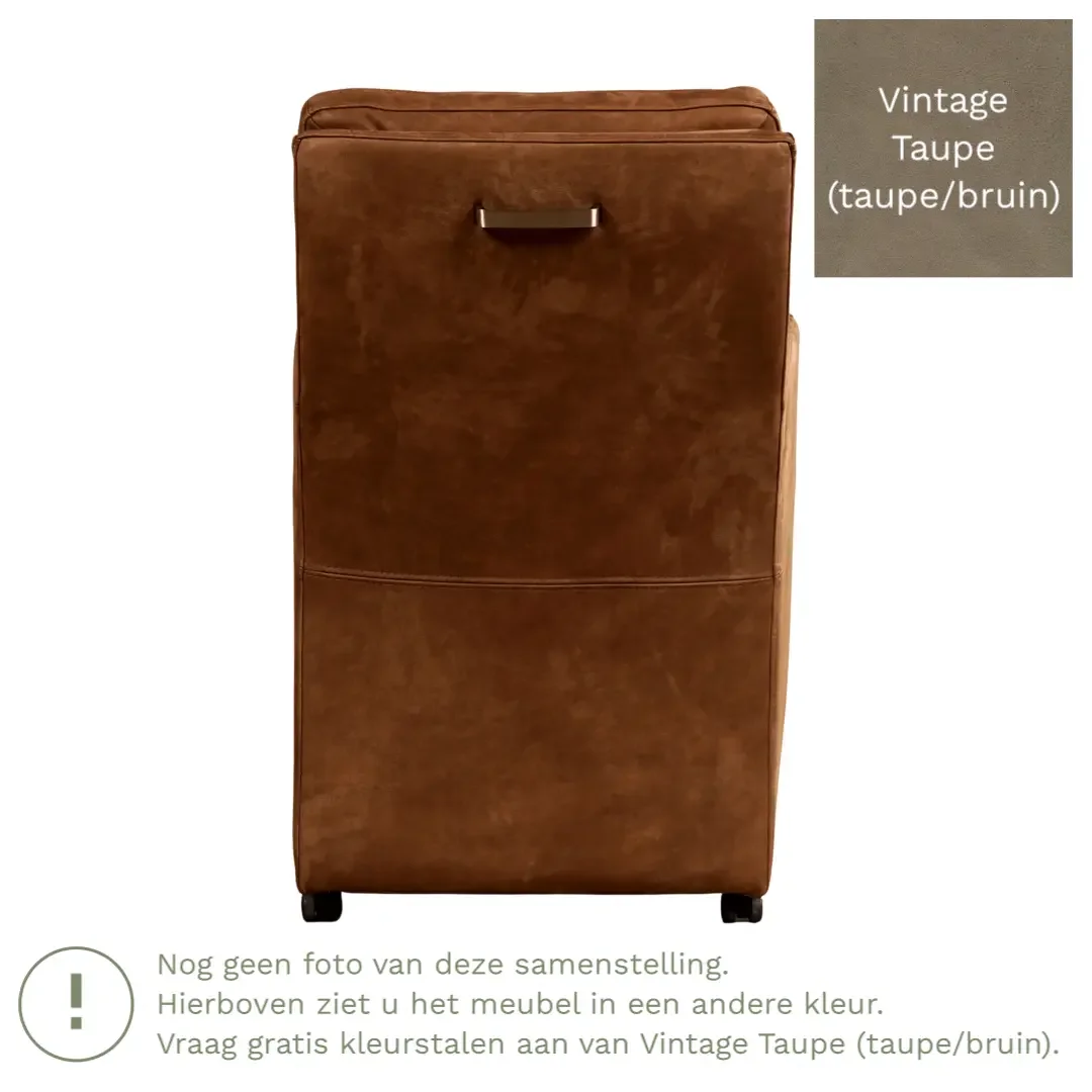afbeelding van Leren eetkamerstoel Sharp - Vintage Taupe (taupe/bruin) - Met handgreep zwart