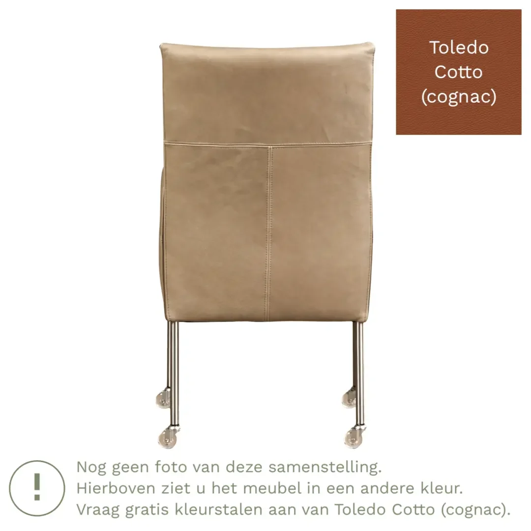 afbeelding van Leren eetkamerstoel Spark - Toledo Cotto (cognac) - Poten staal rond zwart
