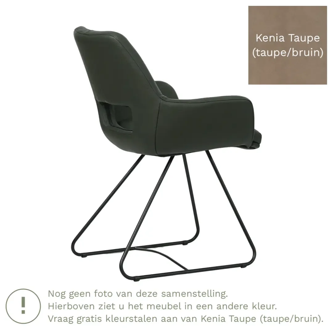 afbeelding van Leren eetkamerstoel Zippy - Kenia Taupe (taupe/bruin) - U-poot staal rond zwart