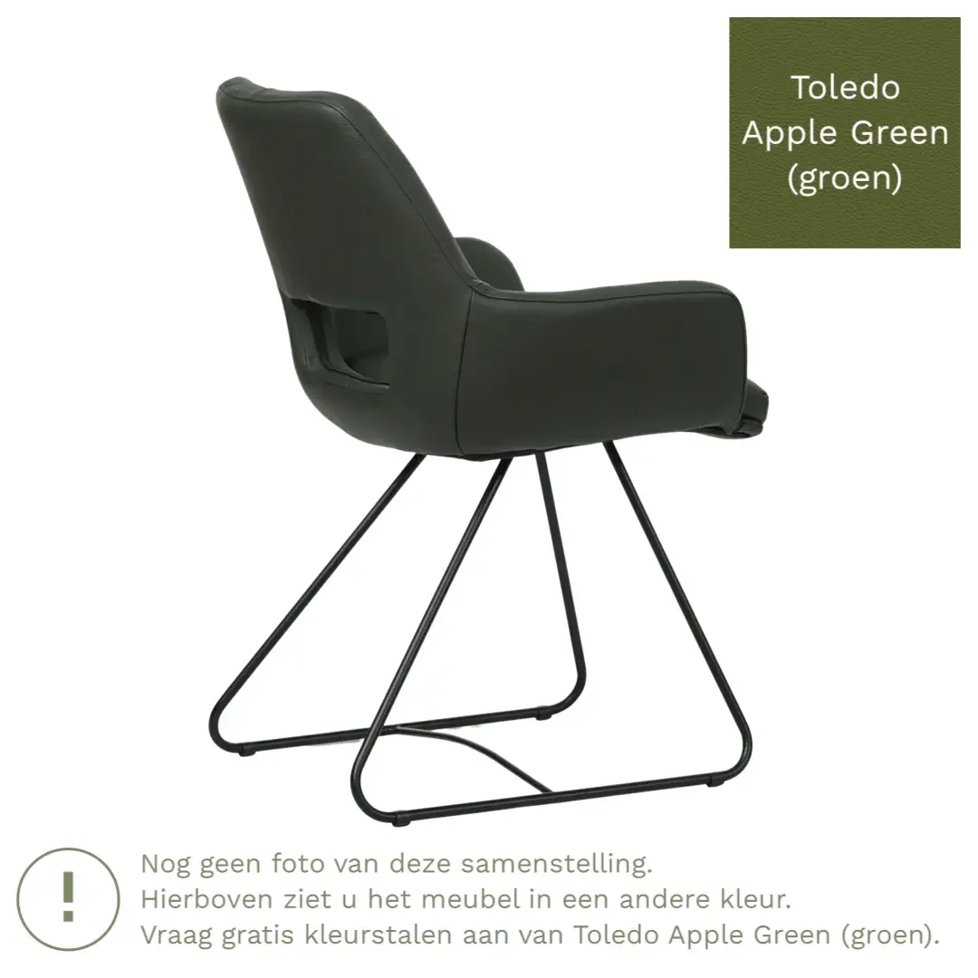 afbeelding van Leren eetkamerstoel Zippy - Toledo Apple Green (groen) - U-poot staal rond zwart