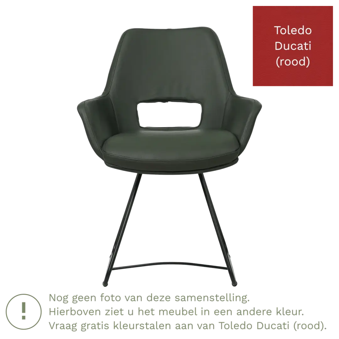 afbeelding van Leren eetkamerstoel Zippy - Toledo Ducati (rood) - U-poot staal rond zwart