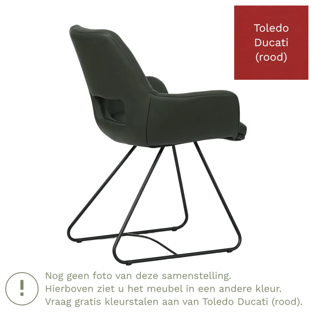 afbeelding van Leren eetkamerstoel Zippy - Toledo Ducati (rood) - U-poot staal rond zwart