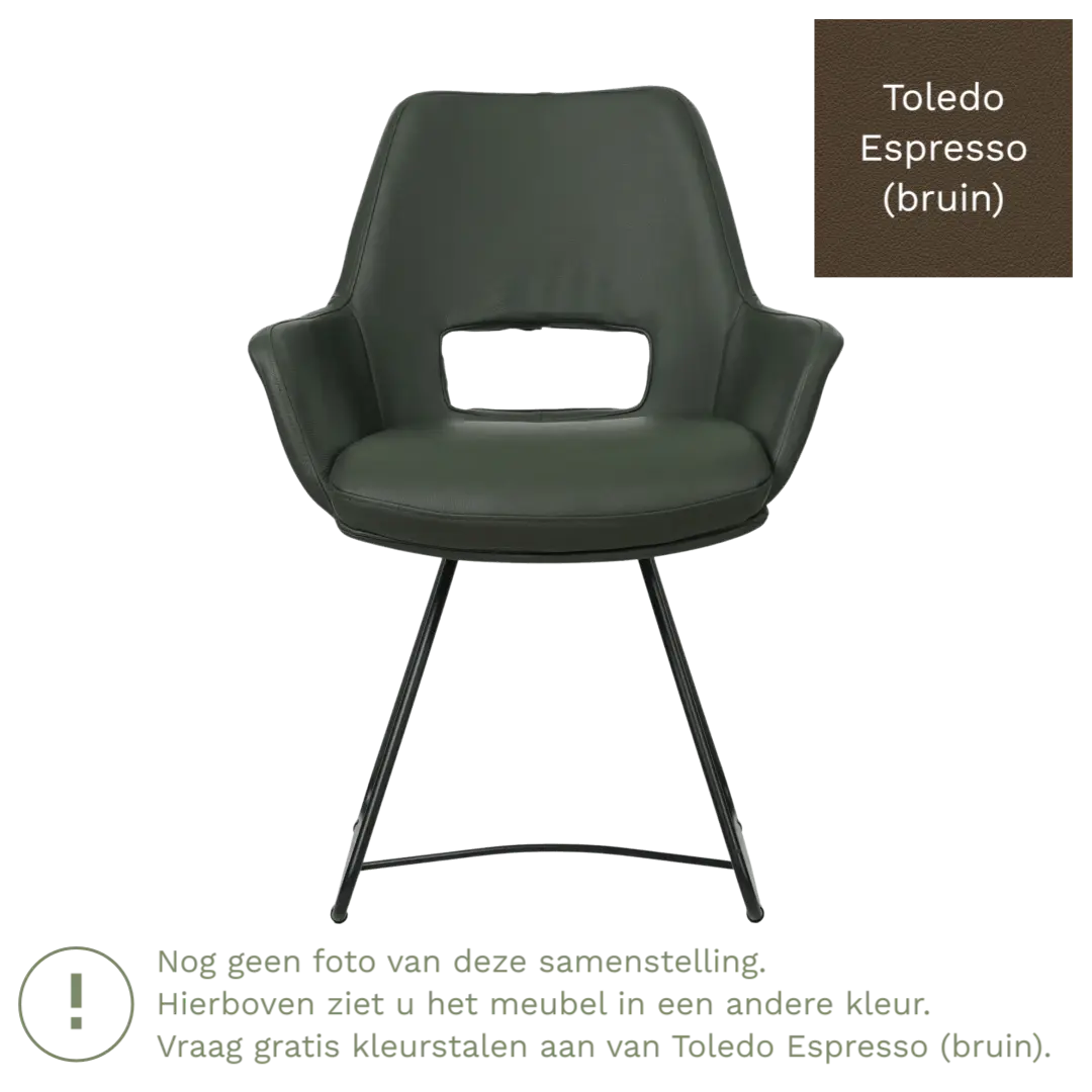 afbeelding van Leren eetkamerstoel Zippy - Toledo Espresso (bruin) - U-poot staal rond zwart