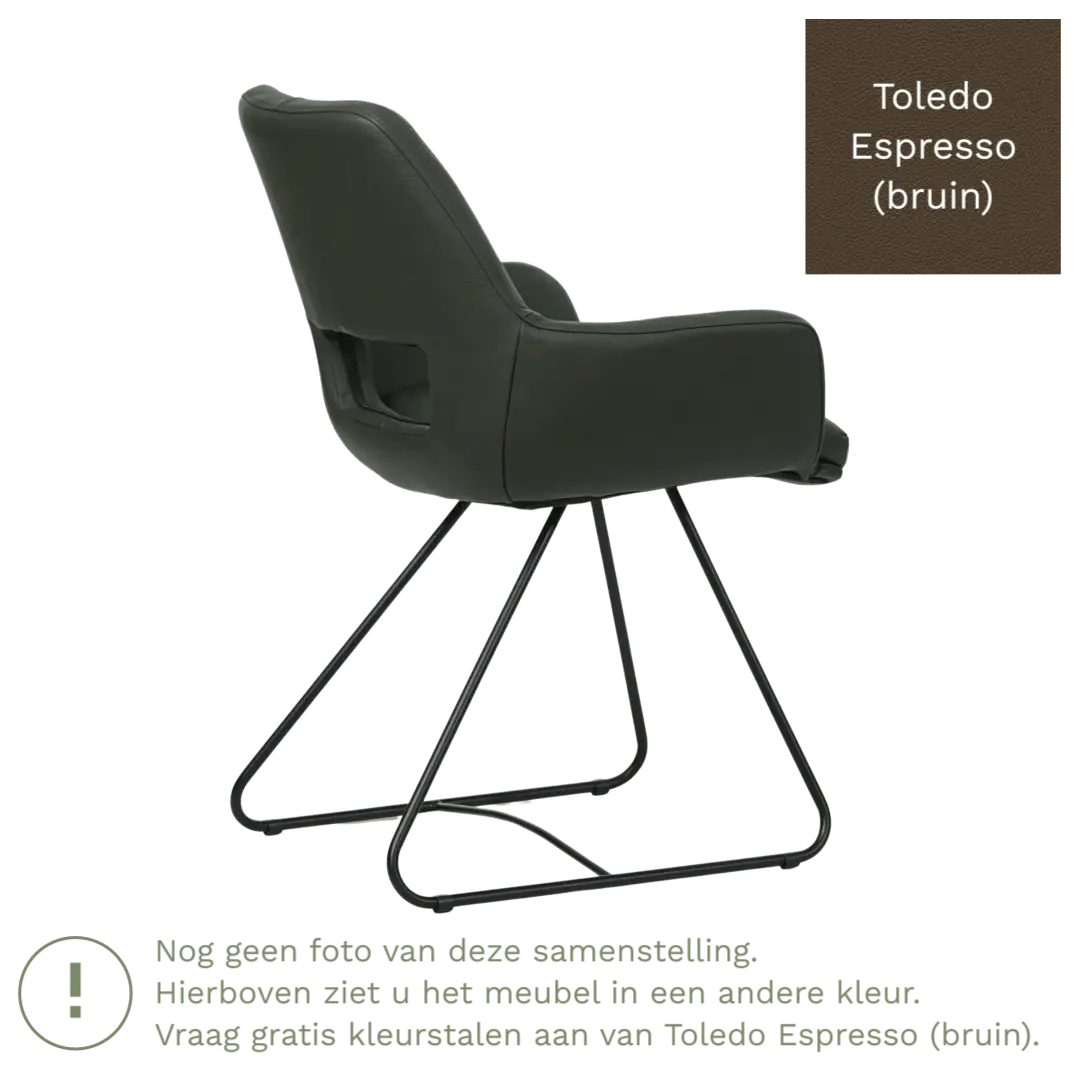 afbeelding van Leren eetkamerstoel Zippy - Toledo Espresso (bruin) - U-poot staal rond zwart