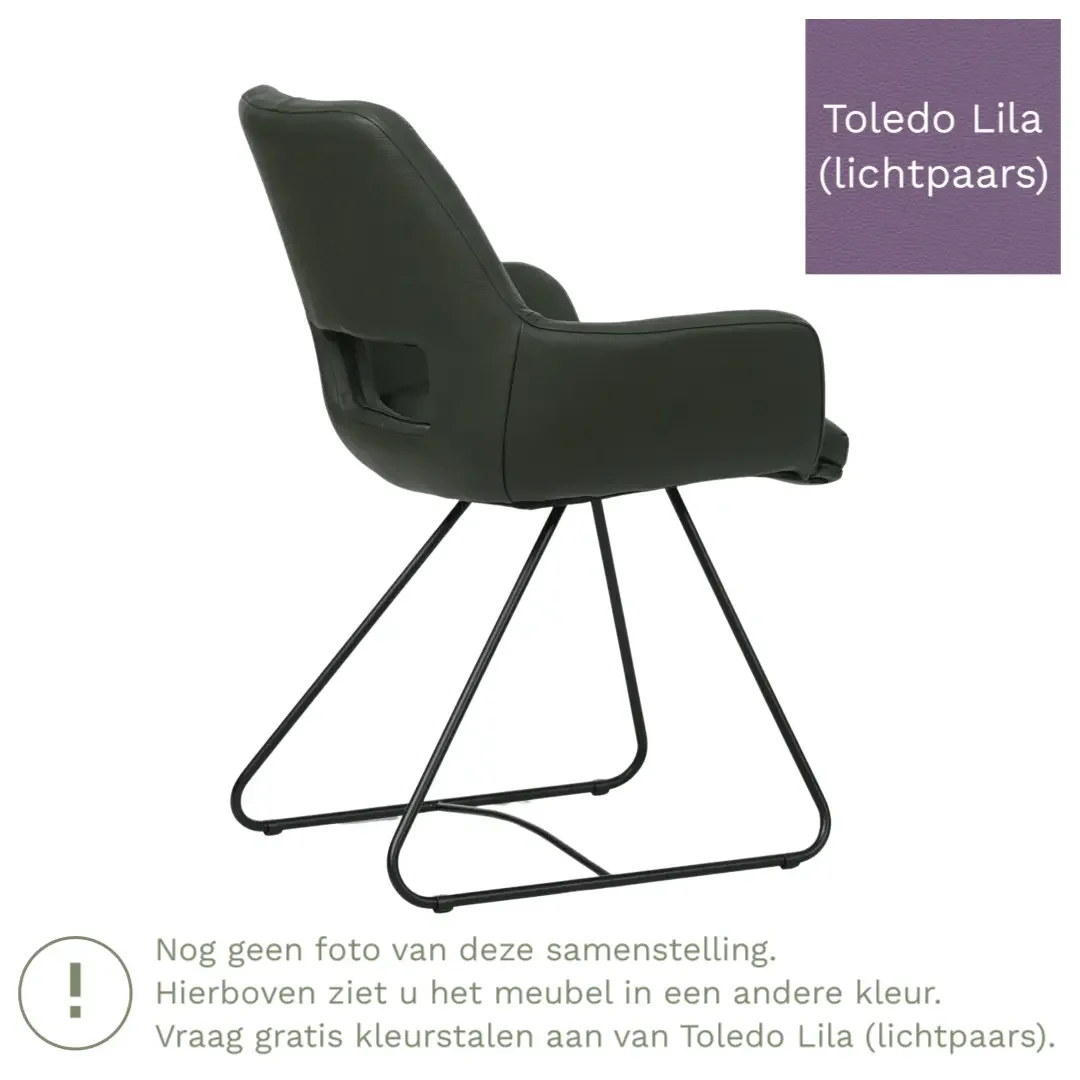afbeelding van Leren eetkamerstoel Zippy - Toledo Lila (lichtpaars) - U-poot staal rond zwart