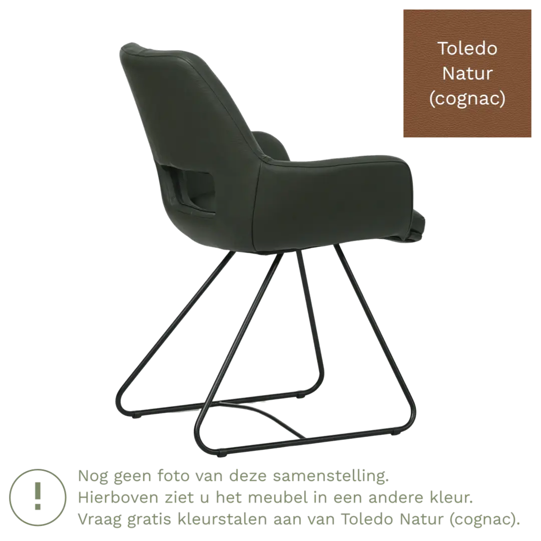 afbeelding van Leren eetkamerstoel Zippy - Toledo Natur (cognac) - U-poot staal rond zwart