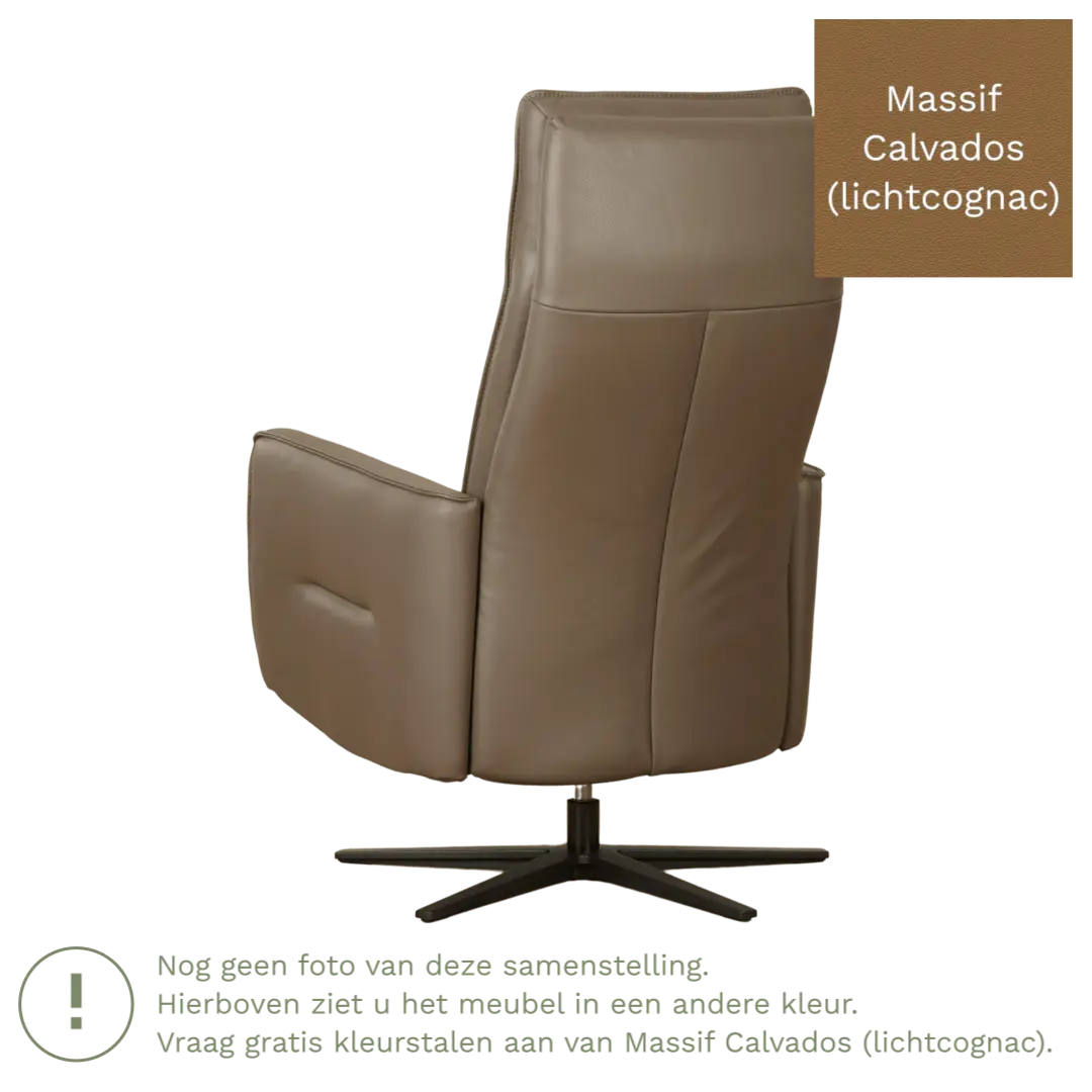 afbeelding van Leren elektrisch relaxfauteuil Honor - Massif Calvados (lichtcognac) - Large - Stervoet zwart