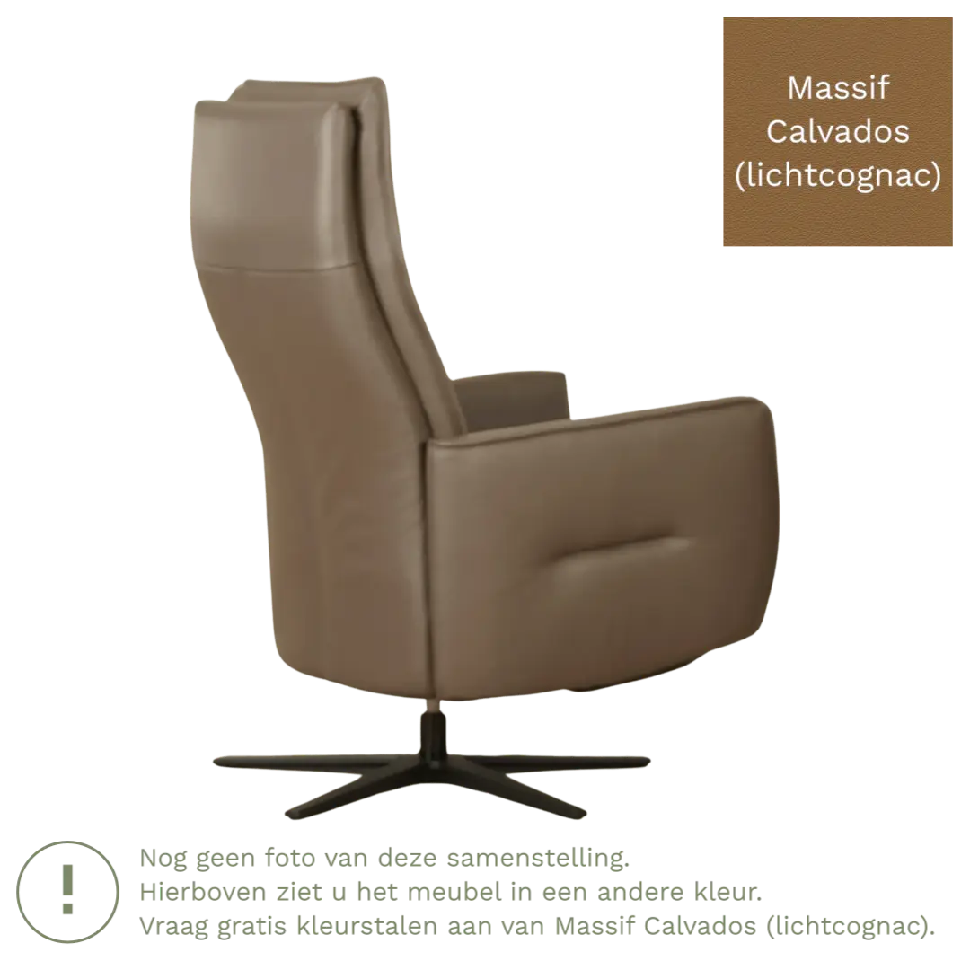 afbeelding van Leren elektrisch relaxfauteuil Honor - Massif Calvados (lichtcognac) - Large - Stervoet zwart