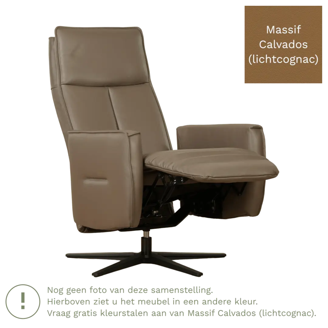 afbeelding van Leren elektrisch relaxfauteuil Honor - Massif Calvados (lichtcognac) - Large - Stervoet zwart