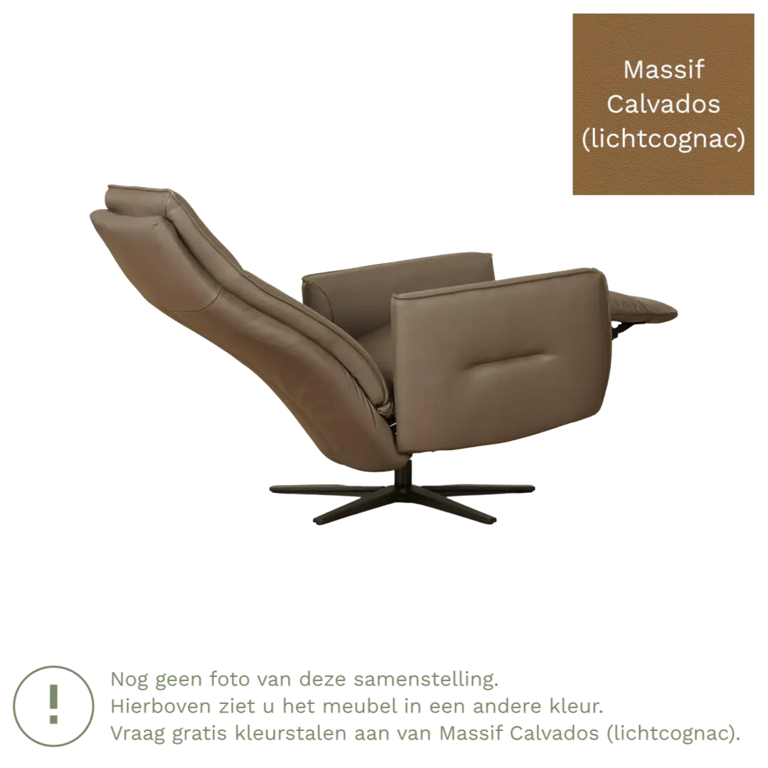 afbeelding van Leren elektrisch relaxfauteuil Honor - Massif Calvados (lichtcognac) - Large - Stervoet zwart
