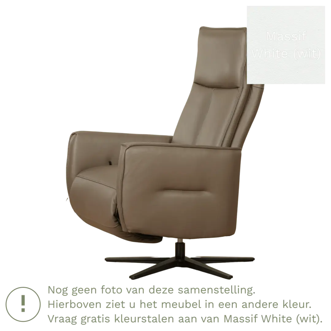afbeelding van Leren elektrisch relaxfauteuil Honor - Massif White (wit) - Medium - Stervoet zwart