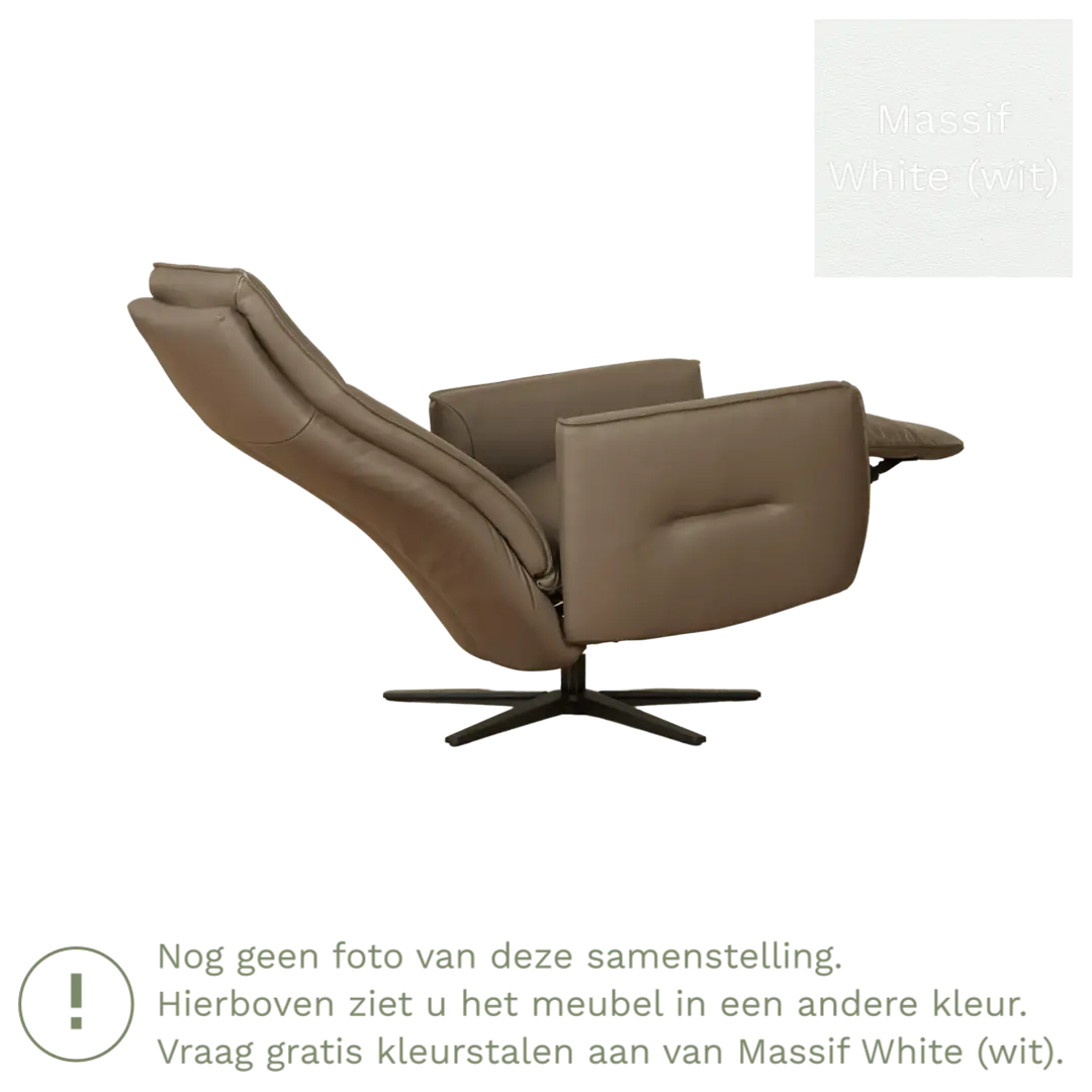 afbeelding van Leren elektrisch relaxfauteuil Honor - Massif White (wit) - Medium - Stervoet zwart