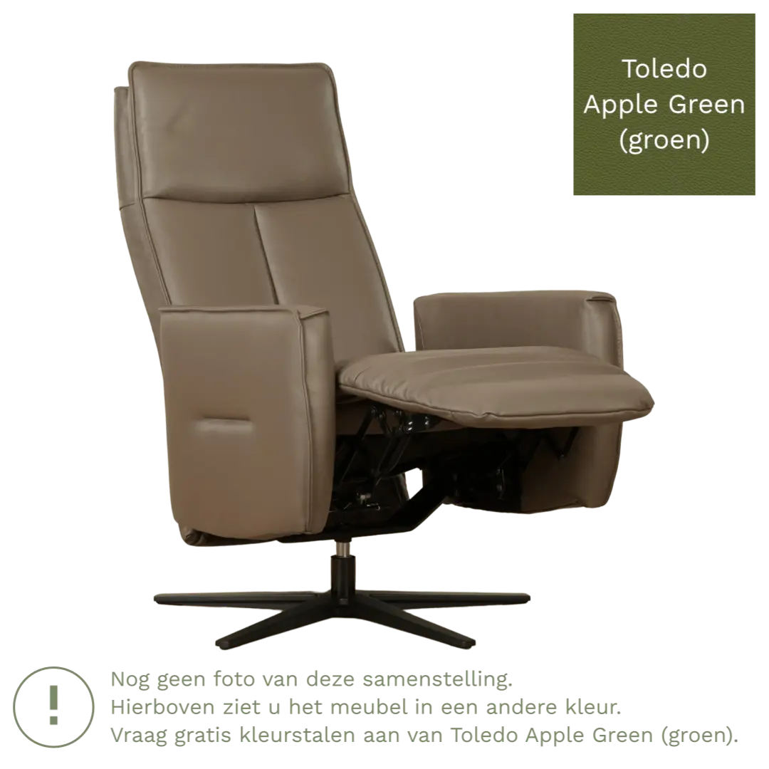 afbeelding van Leren elektrisch relaxfauteuil Honor - Toledo Apple Green (groen) - Medium - Stervoet zwart